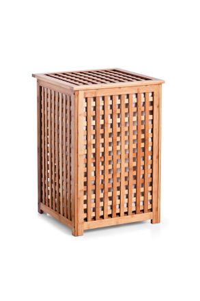 ZELLER PRESENT Wäschesammler, Naturfarben, Holz, Textil, Bambus, 40x40x58 cm, Haushalt & Kleinelektro, Wäschepflege, Wäschekörbe & Wäschetonnen