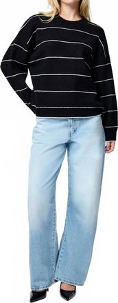 French Connection Riddley Crewneck Sweater In Black/ Porcelain Cream