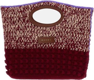 Marni Red Knotty Crochet Wool Knit Clutch