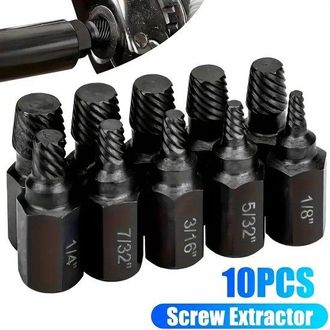 OEM Extractores De Tornillos - Juego De 10 Piezas - Negro - Extractor De Tornillos Y Pernos Da&ntilde;ados - Varios Tama&ntilde;os - No Requiere Pilas