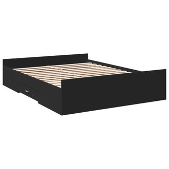 Berkfield Home Modern Bed Frame with Drawers without Mattress Black 150x200 cm K | Size: King