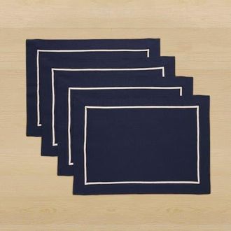 Solino Home Linen Placemats - Kensington, 14 x 19 in Navy at Nordstrom, Size Medium