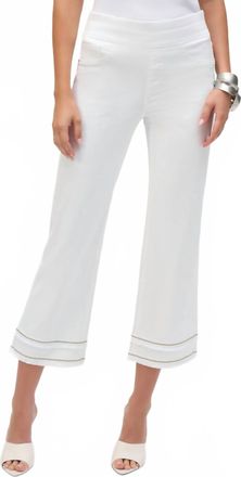 Joseph Ribkoff Straight Crop Pull-On Jeans With Beading In White