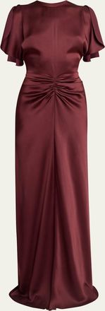 Victoria Beckham Gathered Waist Satin Maxi Dress