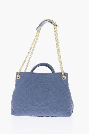 Moschino Quilted Faux Leather Shoulder Bag - Blue