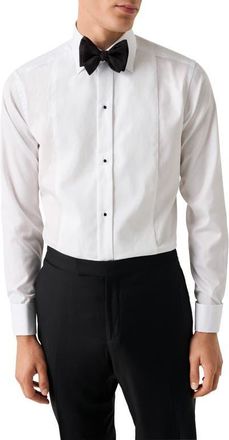 Eton Slim Fit Striped Bib Tuxedo Shirt in White at Nordstrom, Size 17.5 - R