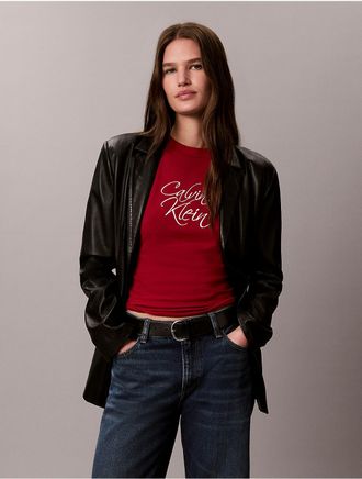 Calvin Klein Jeans Calvin Klein Womens Slim Script Logo Tee - Red - XL