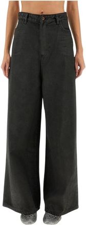 Alysi Wide Leg Denim Jeans - Dames - Loose Fit Jeans - Zwart - W29 - Denim - Jeans