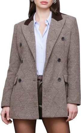 Avec Les Filles Basket Weave Doubled Breasted Hourglass Blazer in Brown Basket at Nordstrom Rack, Size Small