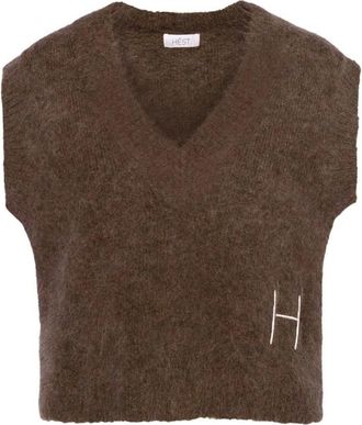 Hést V-neck Knitwear, female, Brown, Size: 2XL Pernille Vest