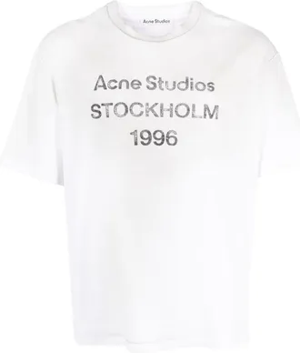 Acne Studios logo-print relaxed-fit T-shirt - unisex - Hemp/Cotton - XXS-XS - Neutrals