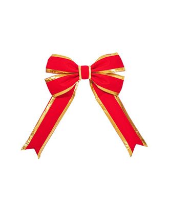 Vickerman 18In X 23In Red Canvas Gold Trim Outdoor Christmas Bow With Uv Treated Material & Wire To Hang
