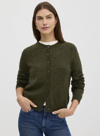 Contemporaine Womens Solid pompom Cardigan Sweater