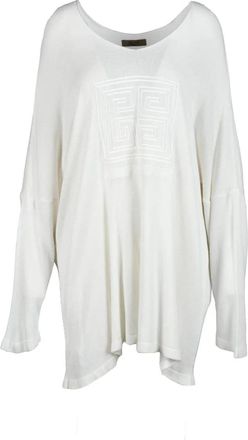 Gil Santucci White Embossed Viscose-Blend Sweater