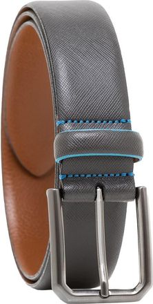 M Made in Italy Saffiano Leather Belt in Grey at Nordstrom Rack, Size 44