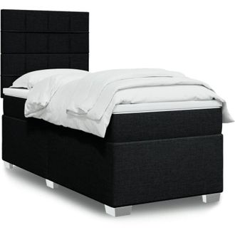 vidaXL Vidaxl - Cama Box Spring Con Colch&oacute;n Tela Negro 90x200 Cm