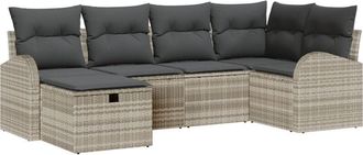 vidaXL Garden Sofa Set 6 pcs Light grey 234 x 124 x 85 cm Poly rattan Vidaxl