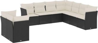 vidaXL Set De Sof&aacute;s De Jard&iacute;n 8 Piezas Y Cojines Rat&aacute;n Sint&eacute;tico Negro Vidaxl