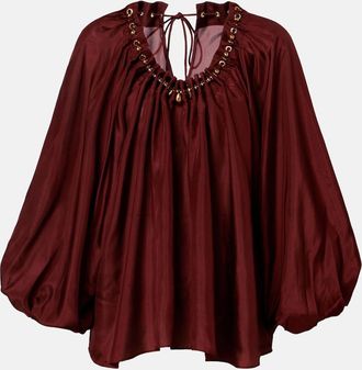 Zimmermann Aster asymmetric beaded silk habotai blouse