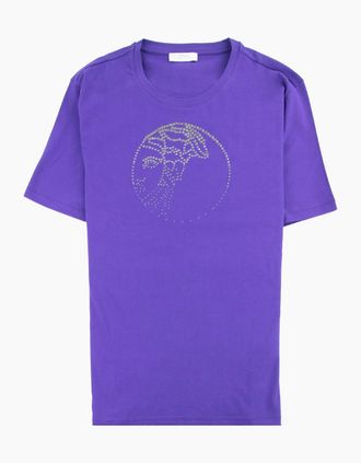 Versace Collection Mens Versace Collection Studded Medusa T-shirt Purple - Size: 40