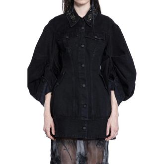 Simone Rocha Denim Jackets, female, Black, 2XS, Sculpted Short Denim Coat