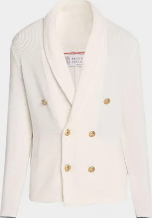 Brunello Cucinelli Men & apos;s Cotton Knit Double-Breasted Shawl Cardigan