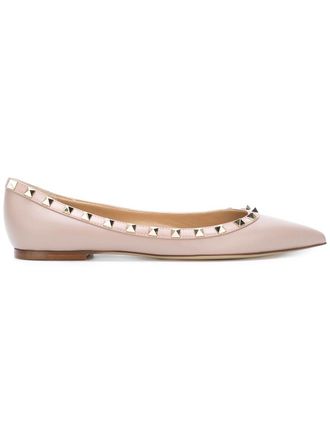 Valentino Garavani Rockstud Leather Ballets-Donna