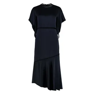 Fabiana Filippi Midi Dresses, female, Blue, Size: XS Midi dress in enver satin