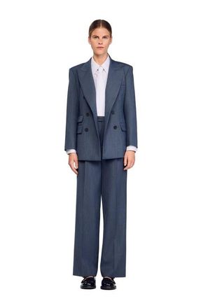 Sandro Striped tailored jacket in Blue at Nordstrom, Size 34 Eu
