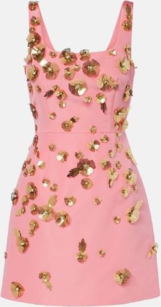 Carolina Herrera Floral-applique silk faille minidress