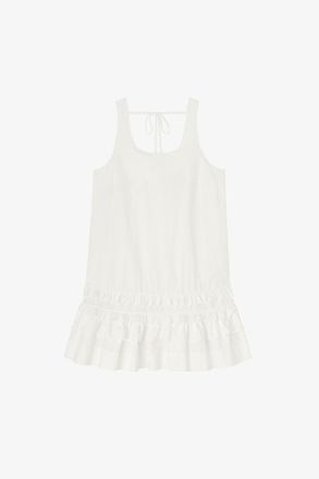 Ganni White Dress in Cotton - Size 10/12 Organic