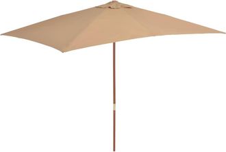 vidaXL Sombrilla De Jard&iacute;n Con Palo De Madera Gris Taupe 200x300 Cm Vidaxl