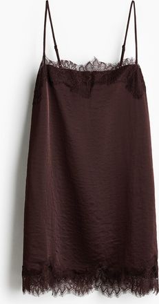 H&M Slipkleid mit Spitze - Brown