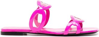 Valentino Garavani Chain 1967 flat slides - women - Leather - 36 - Pink