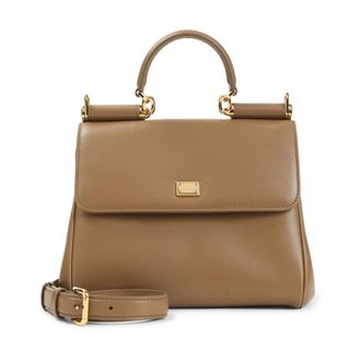 Dolce & Gabbana Sicily Soft Calf Leather Handbag - female - Dolce & Gabbana - Handbags - Brown - ONE SIZE - Bags