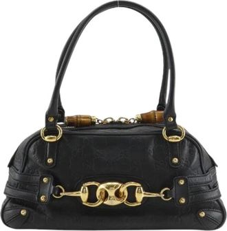 Gucci Pre-owned Handbags, female, Black, Size: ONE SIZE Pre-owned Guccissima Embossed Leather 2way Bag