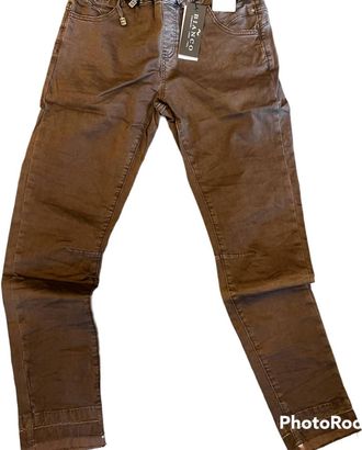 Bianco Pull On Jeans In Brown