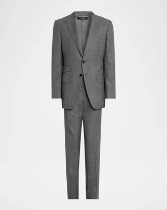 Tom Ford Men & apos;s Herringbone Wool Prince of Wales Peak-Lapel Suit