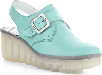 FLY London Bary Platform Wedge Clog in Spearmint at Nordstrom Rack, Size 7-7.5Us / 38Eu