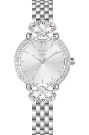 Invicta Wildflower 69111 Dames Horloge - Quartz Uurwerk - met witte Wijzerplaat - 30mm