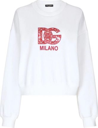 Dolce & Gabbana Logo-Print Sweatshirt - Dames - Sweatshirts - Wit - S - Katoen - Hoodies & sweatvesten