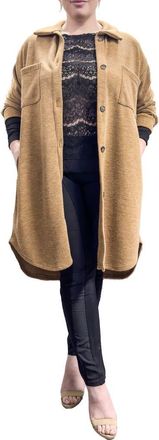 Standards & Practices Button Front Knit Shirt Jacket in Brown at Nordstrom, Size 1X