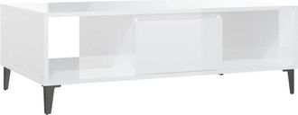 vidaXL Vidaxl - Mesa De Centro Madera Contrachapada Blanco Brillo 103,5x60x35cm