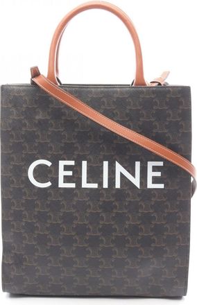 Celine Black Brown Coated Canvas Leather Handbag Tote Bag (Pre-Owned)