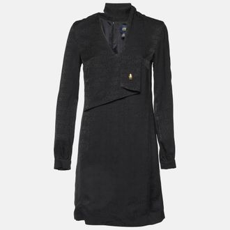 Roberto Cavalli Black Logo Jacquard Crepe Shift Dress