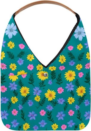 Generic Aesthetic Flower Reusable Lightweight Grocery Bags - Foldable Into Compact Pouch, Washable & Sturdy, Multipurpose for Shopping and Travel