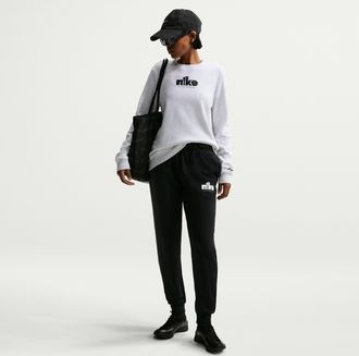 Nike Womens Nike Sportswear Club Fleece Graphic Mid-Rise Pants in Black | IF0222-010