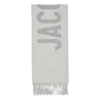 Jacquemus Winter Scarves, unisex, Gray, Size: ONE SIZE Fringe Logo Scarf
