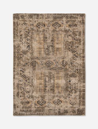 Louis De Poortere Bakhtiari Design - Alfombra Cl&aacute;sica Anticuaria - Hecha En B&eacute;lgica - Acabado A Mano - Antideslizante Natural - 100% Algod&oacute;n - Agha Oro Viejo - 140 X 20