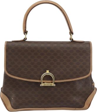 Celine Vintage Macadam Handbag Canvas Brown Pvc Handbag (Pre-Owned)